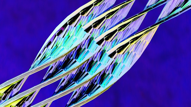 A stylized DNA strand against a purple background.